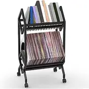 1 Tier Record Storage Rack, Record Holder Storage, Carbon Steel Magazine Book Album Display Rack Music Records Display Shelf Organizer, 45 Degree Tilt Angle (a) (b)