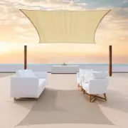 14' x 20' Beige Sun Shade Sail Rectangle CTSLR1420 - Canopy Mesh Fabric UV Bl...