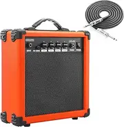 CXLWZ Electric Guitar Amp 20 Watt Amplifier Portable Amp with Headphone Input Gain Powe Including Professional Noise Reduction Cable （Orange）