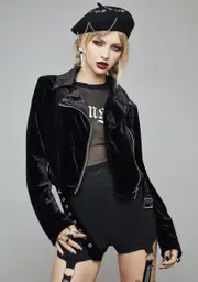 [Widow] Moonlight Rider Velvet Moto Jacket