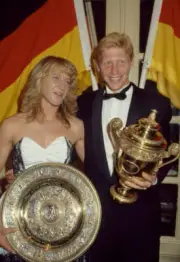 Champions Steffi Graf and Boris Becker both of Germany photograph - Old Photo