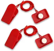 2pcs Rectangle Treadmill Magnet Safety Key, Universal Running Machine Magnet Key Replacement Red Emergency Stop Safety Switch Treadmill Emergency Stop Switch for Running Machines