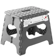 11" Folding Plastic Step Foot Stool with Handle - Gray