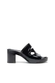 [Diesel] Diesel - Sa-Bonnie-Heeled rubber slides with cut-out logo - Sandals - Woman - Black 36 Black