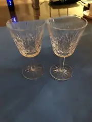 VINTAGE NEW WATERFORD LISMORE SET OF 2 CLARET WINE GLASSES 5-7/8”
