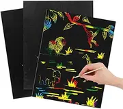 1 Set Scratch Picture DIY Kit with Scratch Graffiti Paper Bamboo Pens Educational Plaything for Create Art by Scratching Off Black Coating