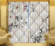 Broomy White Flowers 3D Curtain Blockout Photo Printing Curtains Drape Fabric