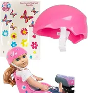 Pink Bike Helmet for 18" Dolls - Includes Doll Bicycle Helmet w Decorative Decal Stickers Accessory