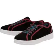 NWT Women HEY DUDE Karina Sherpa Sneakers In Moonless Sangria SZ-6 Black Red