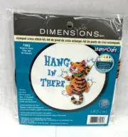 Dimensions Stamped Cross Stitch Kit Cat Hang in There Learn a Craft #73062 New