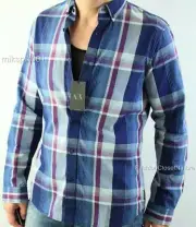 ARMANI EXCHANGE AX Mens Signature 2-Pocket Multi Plaid Print Shirt Logo NWT $90