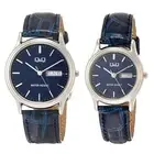 Wrist Watch Q&Q Analog Pair Watch Light Waterproof Men's Women's Bl... Brand New