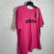 Adidas plus size Linear Logo graphic Tee, Pink/black 1X