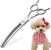 Dog Grooming Thinning Blending Scissor, Ergonomic Pet Grooming Thinner Blender Shears Cat Trimming Texturizing Kit with Offset Handle (7inch, Blending)