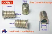 Qty 10 M10 20mm Hard Wood Timber Threaded Flange Zinc Steel Insert Allen Nut
