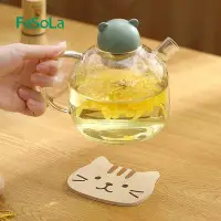 在飛比找Yahoo!奇摩拍賣優惠-FaSoLa水杯防燙隔熱墊圓形卡通貓咪家用小茶杯墊玻璃杯防滑
