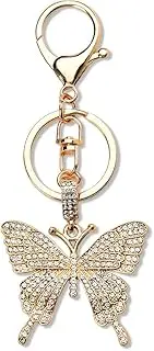 [Kefley] Glittering Rhinestone Butterfly Keychain for Women Butterfly Pendant Key Chains for Car Keys Purse Handbag Charm Clip Key Ring