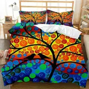 v2483 Bed Sheets Tree Duvet Cover Bohemian Forest Happiness Tree Comforter Cover Bedding Set Twin Double Queen King Size Polyester Qulit Cover 3-Piece