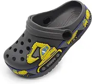 [FolHaoth] Toddlers Clogs EVA Cute Cartoon Excavator Racecar Pattern Boys Girls Clogs Slip on Lightweight Breathable Kids Clogs Sandals Non Slip Indoor Outdoor Beach Pool Shower Slippers Shoes
