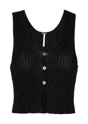 Free People Seascape Stretch-knit Vest - Black - XS XS