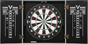 Hideaway Cabinet & Steel-Tip Dartboard Ready-to-Play Bundle, Reversible Standard and Baseball Game Options with Two Sets of Steel-Tip Darts and Chalk Scoreboards, Black Matte Finish