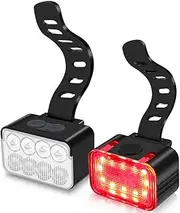Vortex L12 Type C USB Aluminum Rechargeable Bike Light Set, 900 Lumen Super Bright Front and Rear Bicycle LED Light Set Road Night Riding Safety