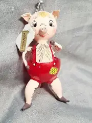 Vintage Neiman Marcus Pig Mouth Blown Hand Painted Glass Christmas Ornament Ital