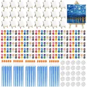 25 Set Mini Canvas and Easel Set, 4 x 4 inch Kids Mini Canvases for Painting ...