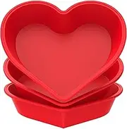 3 Pcs Heart Cake Pans 8 Inch Silicone Cake Molds BPA Free Cake Baking Tray Reusable Cake Baking Pans Nonstick Cheesecake Molds Heat Resistant Cake Tins for Cake Cheesecake Chiffon Cake Muffin
