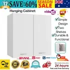 White Kitchen Cupboard Unit Wall Mount Furniture Hanging Cabinet With 2 Shelves