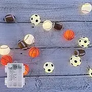 Sport Ball Theme Room Decor String Lights with 8 Mode,Battery Operated 13 ft 20 LED Fairy Lights Mix Baseball Basketball Football Soccer Led Lights for Bedroom Christmas Themed Tree Party Decoration