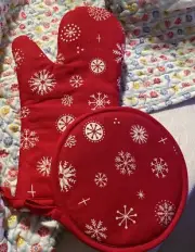 Christmas Pot Holder And Oven Mit New