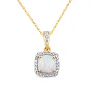 Created Opal & Diamond Necklace in 9kt Yellow Gold