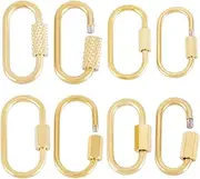 Craftdady 8 pcs 304 Stainless Steel Screw Carabiner Lock Golden Metal Oval Lock Clasps Necklace Lock Clip Charms for DIY Bracelet Jewelry Jewelry Making