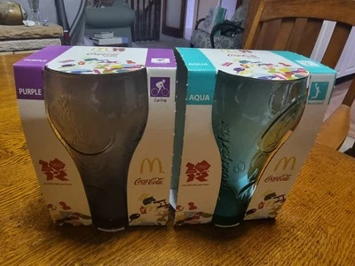 Coca-Cola Glasses London 2012 Olympics Collectable McDonalds Glasses, Set Of 2