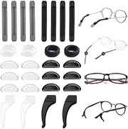 Taicols Eyeglass Nose Pads, 28 Pcs Eyeglass Retainer Grips Holder, Eyeglass Ear Grip, Eyeglass Ear Cushions Temple Tips Eyeglass Strap Eyeglass Pads Eyeglass Ear Hooks Eyeglasses Temple Tips Sleeve