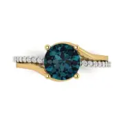 1.72 ct Round Cut Topaz Gemstone Solitaire with Accents Promise Ring Yellow Gold
