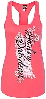 Harley-Davidson Women's Road Diva Script Sleeveless Racerback Tank Top, Yellow, Pink, Medium