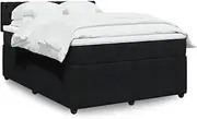 vidaxl Black Velvet Box Spring Bed with Pocket Spring Mattress and Topper - Queen Size Double Bed with headboard for Bedroom Comfort