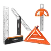 4Pcs Woodworking Tools -7''Aluminum Rafter Square,12''Adjustable Protractor A...
