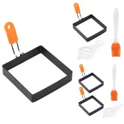 Non-Stick Square Egg Rings Set Egg Mold With Folding Handle Prevents Leakage