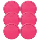 New Pyrex 7402-PC 6/7 Cup Fuschia Pink Round Plastic Lid 6PK for Glass Dish