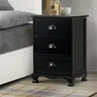 Vintage Bedside Table 3 Drawers Nightstand Storage Bedroom Cabinet Durable Black