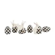 MACKENZIE CHILDS Courtly Check Spring Fling Bunny Rabbit & Egg Letter Set NEW