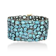 3.25ct Diamond Blue Apatite Prong Set Bracelet 925 Sterling Silver