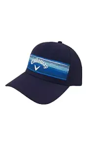 Callaway Mens Golf Heritage Stripe Mesh Adjustable Hat Navy Blue Cap