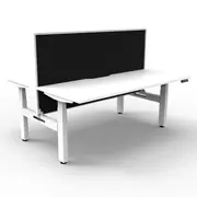 2Person Back To Back Workstation With Screen Natural White and White