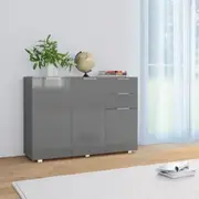 Sideboard High Gloss Grey 107x35x76 cm