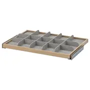 KOMPLEMENT pull-out tray with divider, white stained oak effect/light grey, 75x58 cm