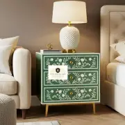 Bone Inlay Nightstand Table, Bedside Table With Drawers Living Room Furniture